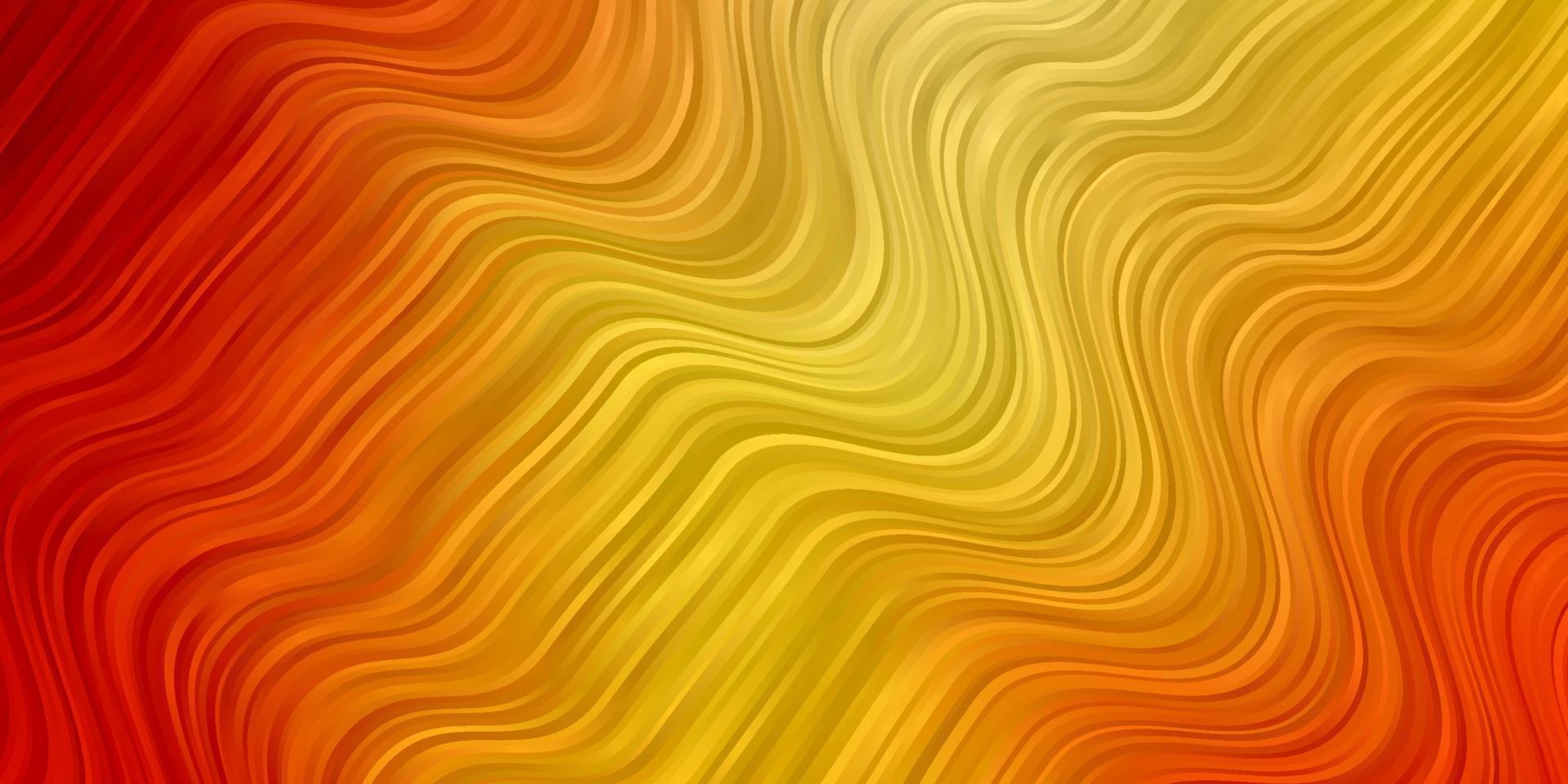 hellroter, gelber Vektorhintergrund mit gebogenen Linien. vektor