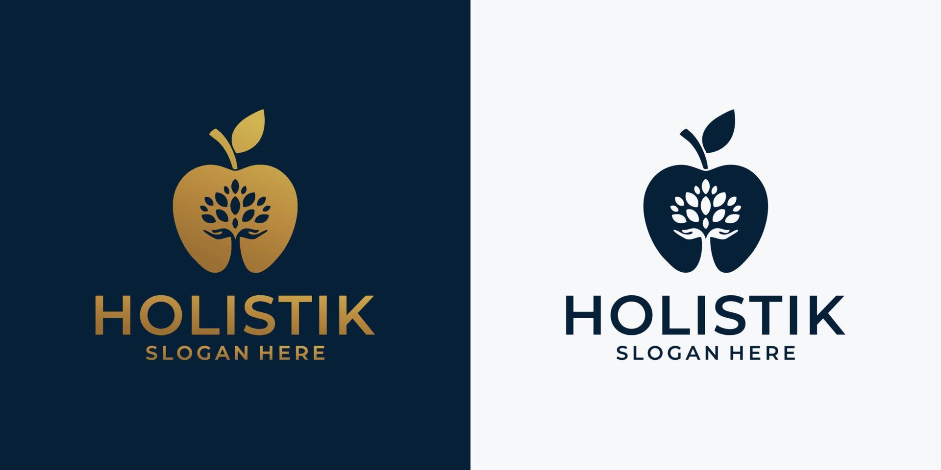 välgörenhetsträd logotyp med apple gradient och guld vektor