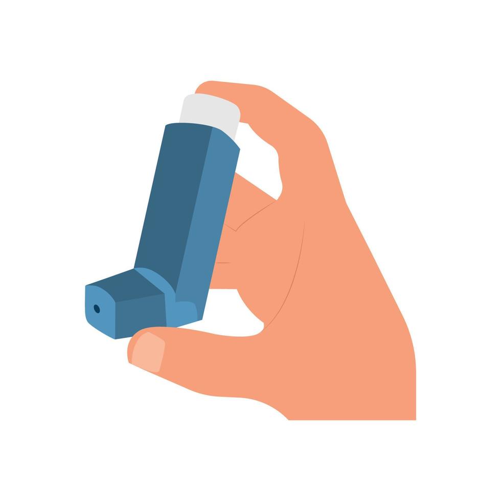 Inhalator in der Hand für asthma.isolated auf weißem Hintergrund vektor