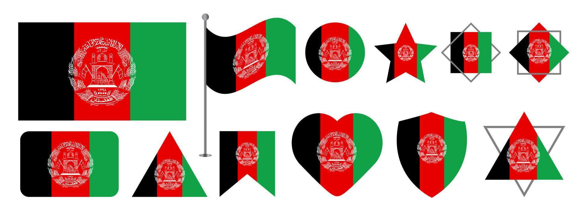 Design der afghanischen Flagge. afghanischer nationalflaggenvektordesignsatz. afghanistan-flaggenvektorillustration vektor