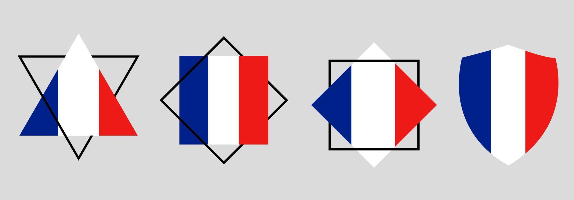 Frankrike flagga vektor vektor illustration set.