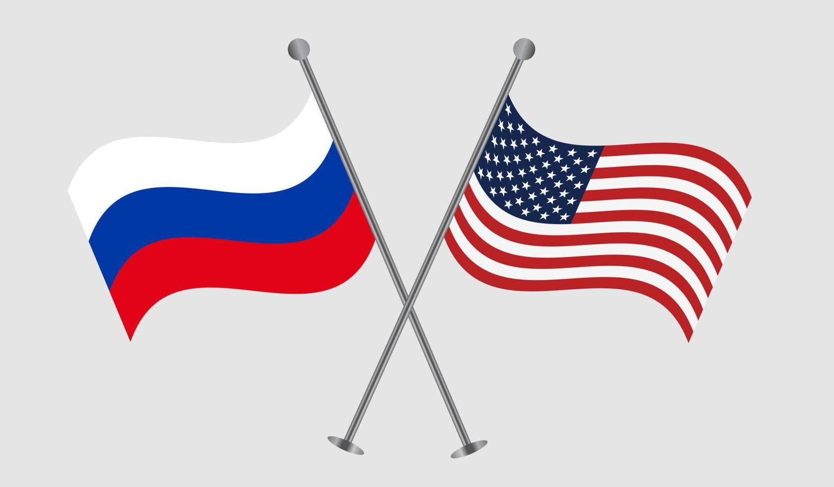 usa und russland flaggenvektorillustration vektor