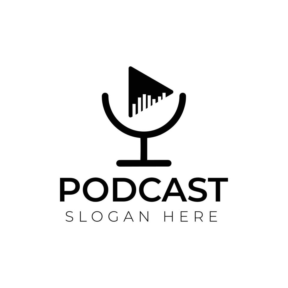 Podcast schwarzes Logo-Vektordesign vektor