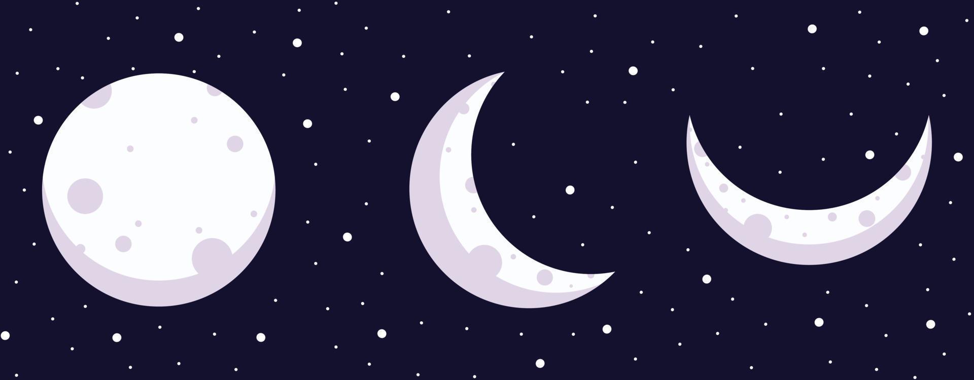 niedliches Mond-Vektor-Cartoon-Illustrationspaket vektor
