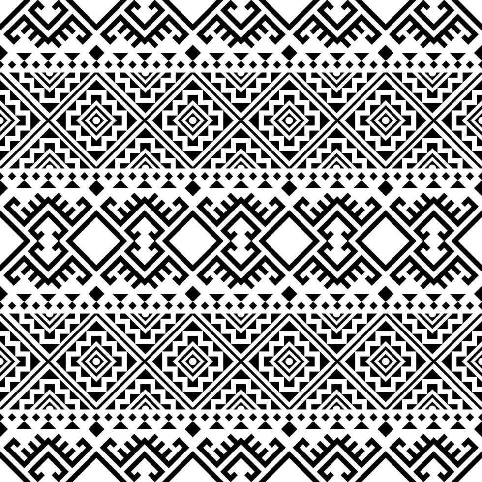 ikat aztekisches ethnisches nahtloses musterdesign in schwarz-weißer farbe vektor