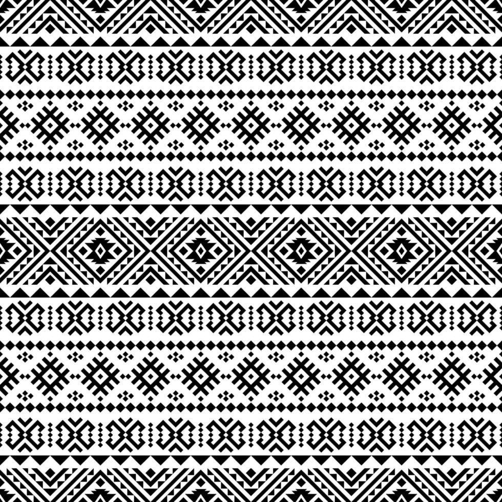 ikat aztekisches ethnisches nahtloses musterdesign in schwarz-weißer farbe vektor