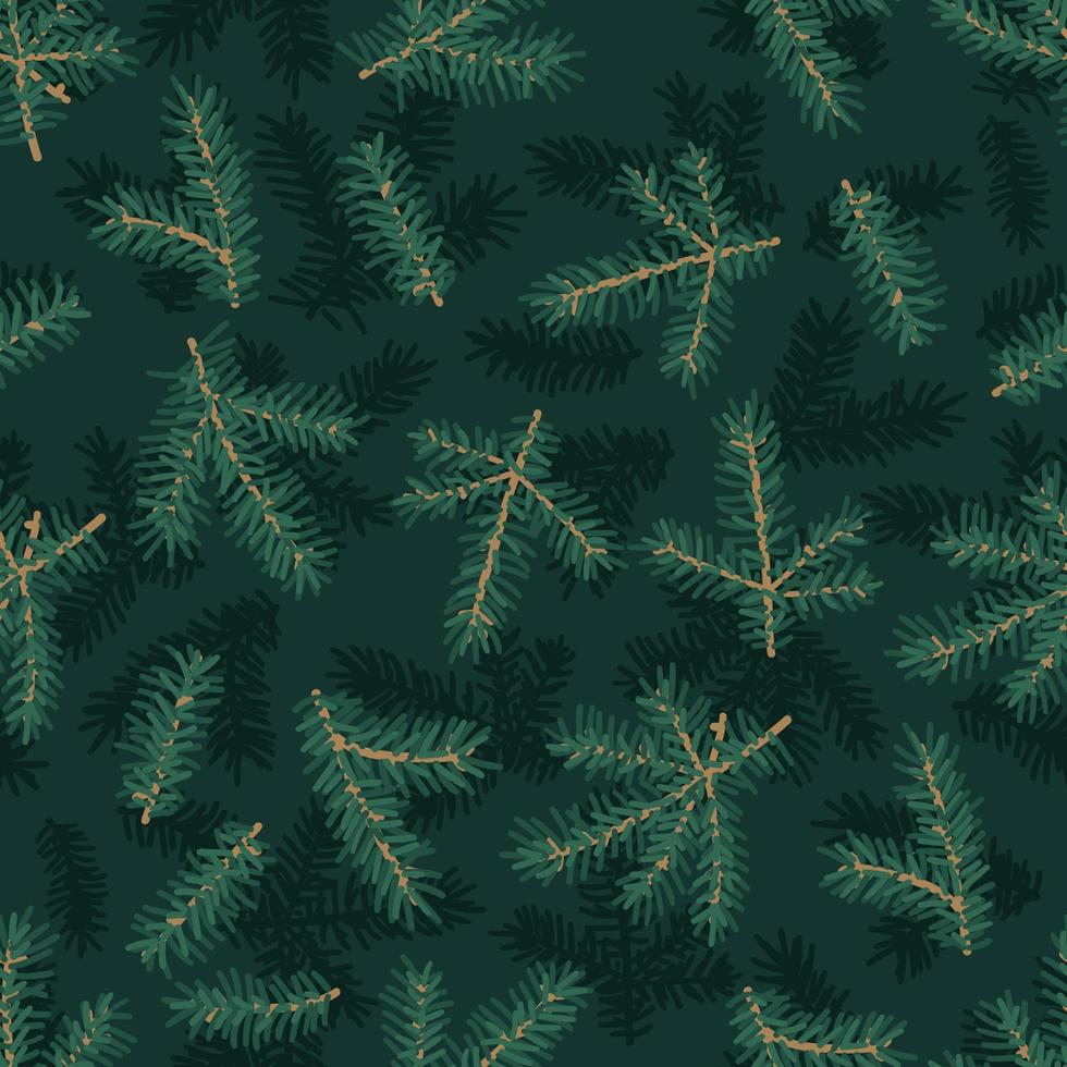 grüne Tannenzweige nahtloses Muster. weihnachten und neujahr festlicher hintergrund, vektorillustration. vektor