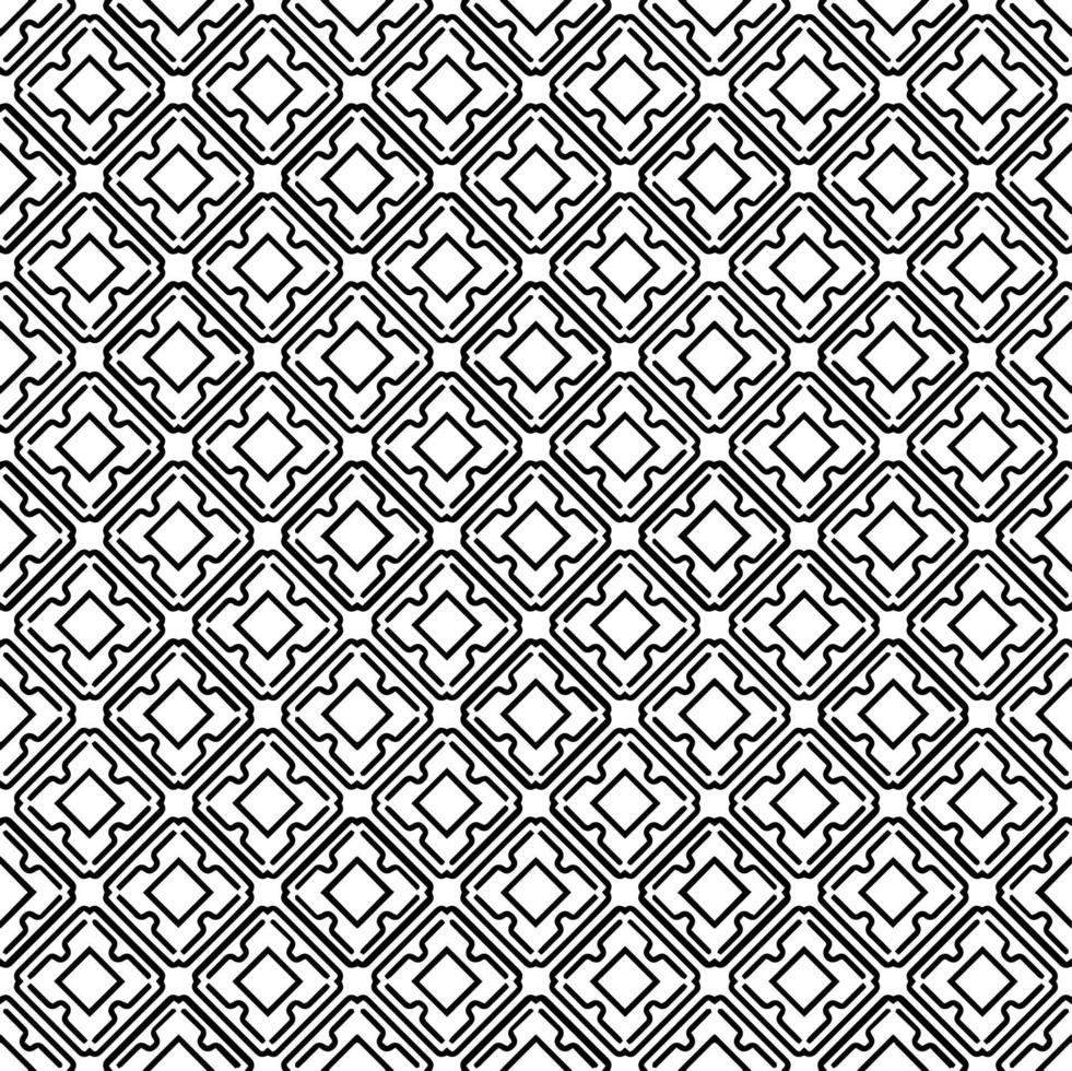 Schwarz-Weiß-nahtlose Mustertextur. Ziergrafikdesign in Graustufen. Mosaik-Ornamente. vektor