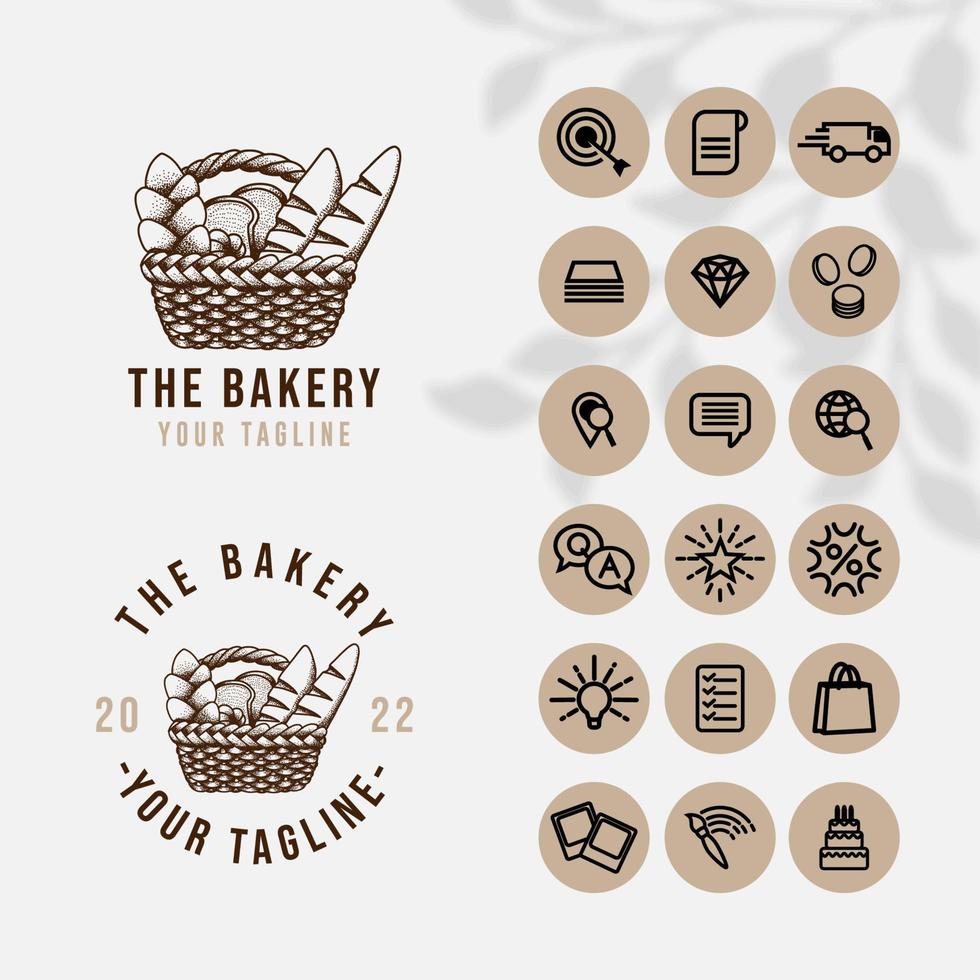 baka bröd logotyp för mat restaurang och café mall med ikon vektor