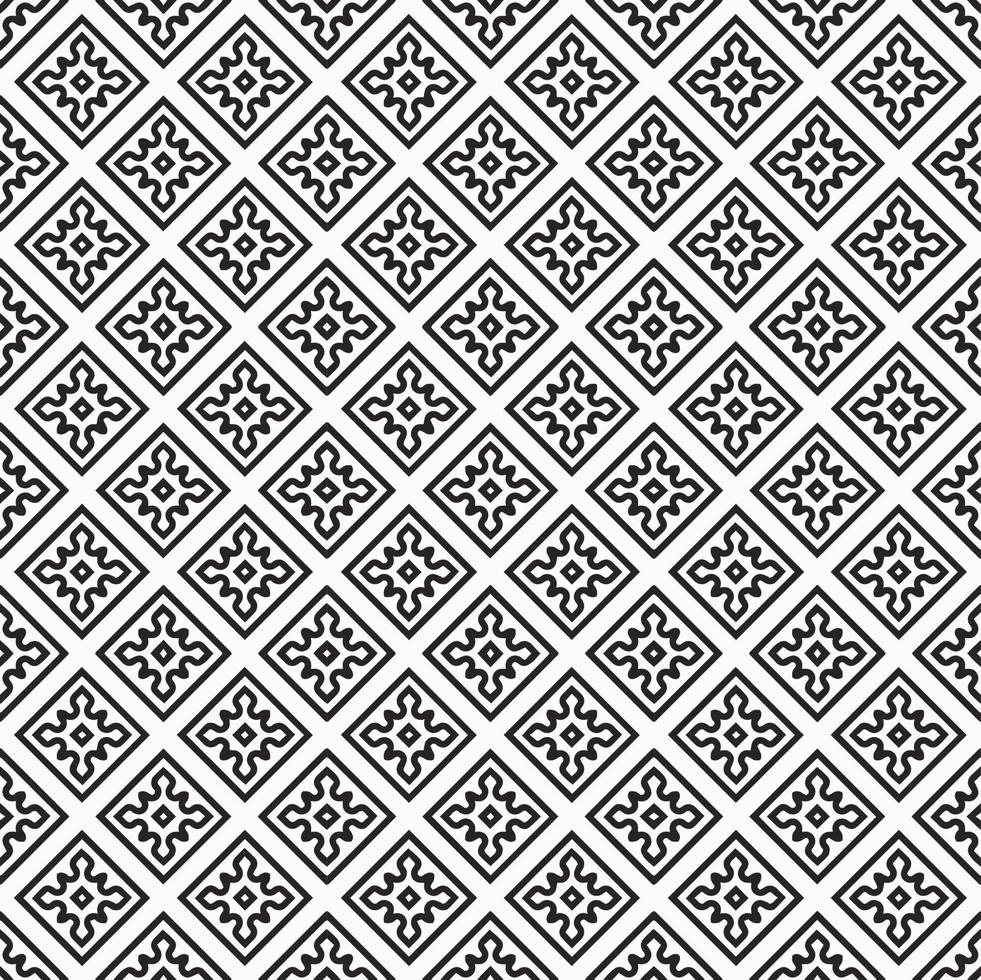 Schwarz-Weiß-nahtlose Mustertextur. Ziergrafikdesign in Graustufen. Mosaik-Ornamente. vektor