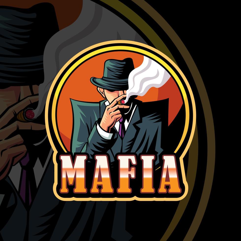 mafia maskot logotyp för varumärke och esport team vektor