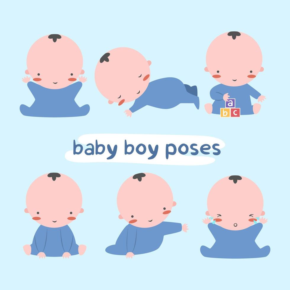 Babyjunge stellt ClipArt vektor