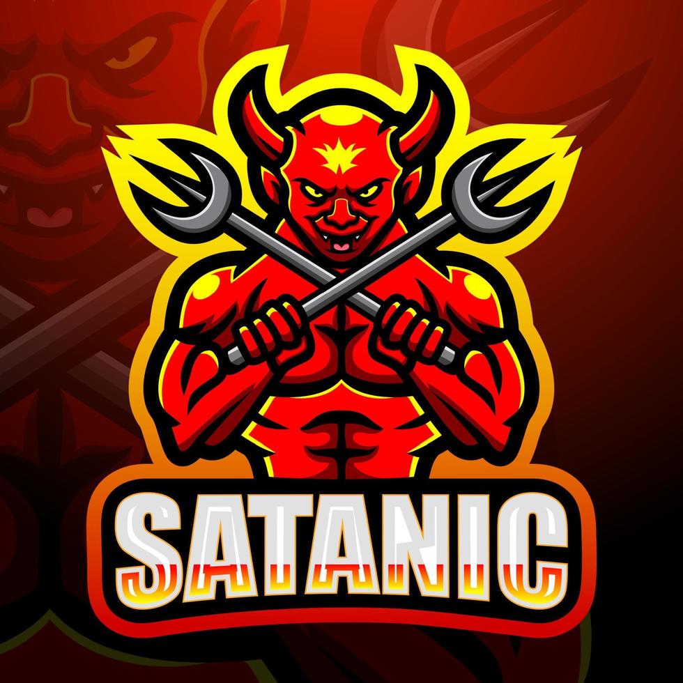 satanisk maskot esport logotypdesign vektor