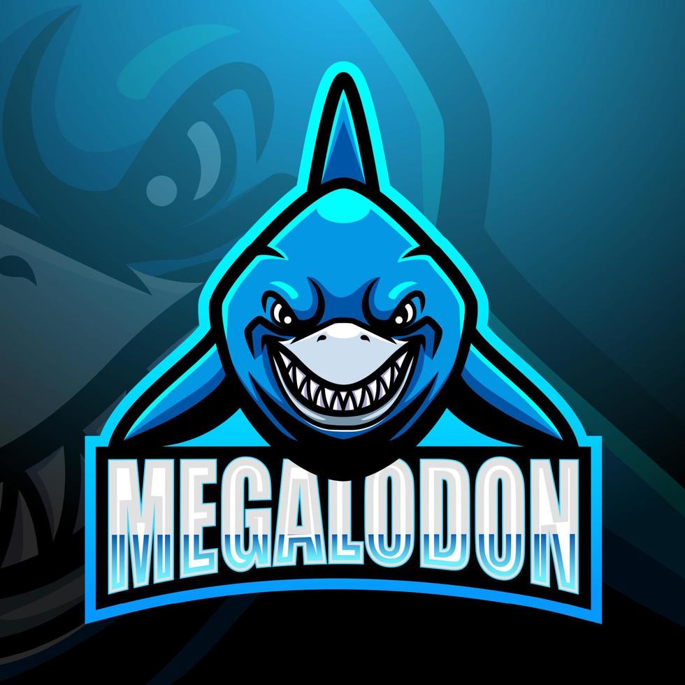 megalodon maskottchen esport logo design vektor