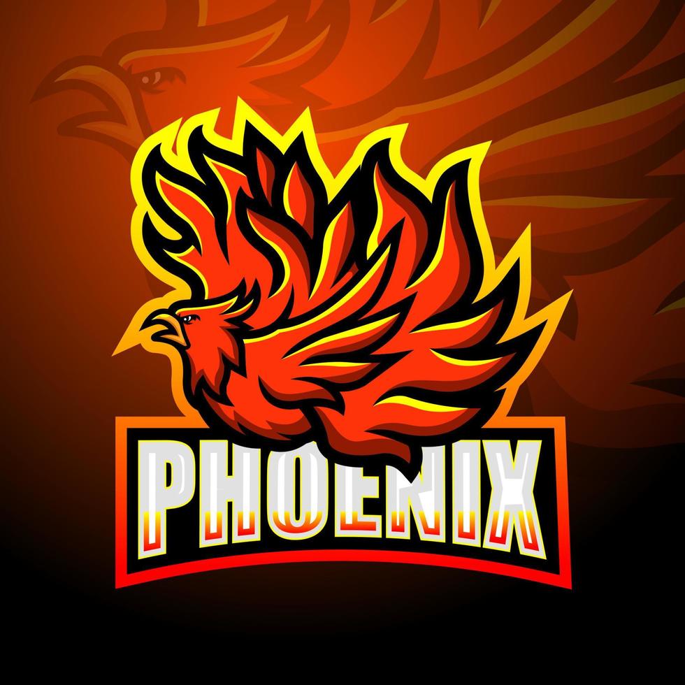 Phönix-Maskottchen-Esport-Logo-Design vektor