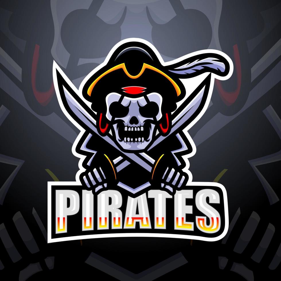 Pirate skull esport maskot logotypdesign vektor