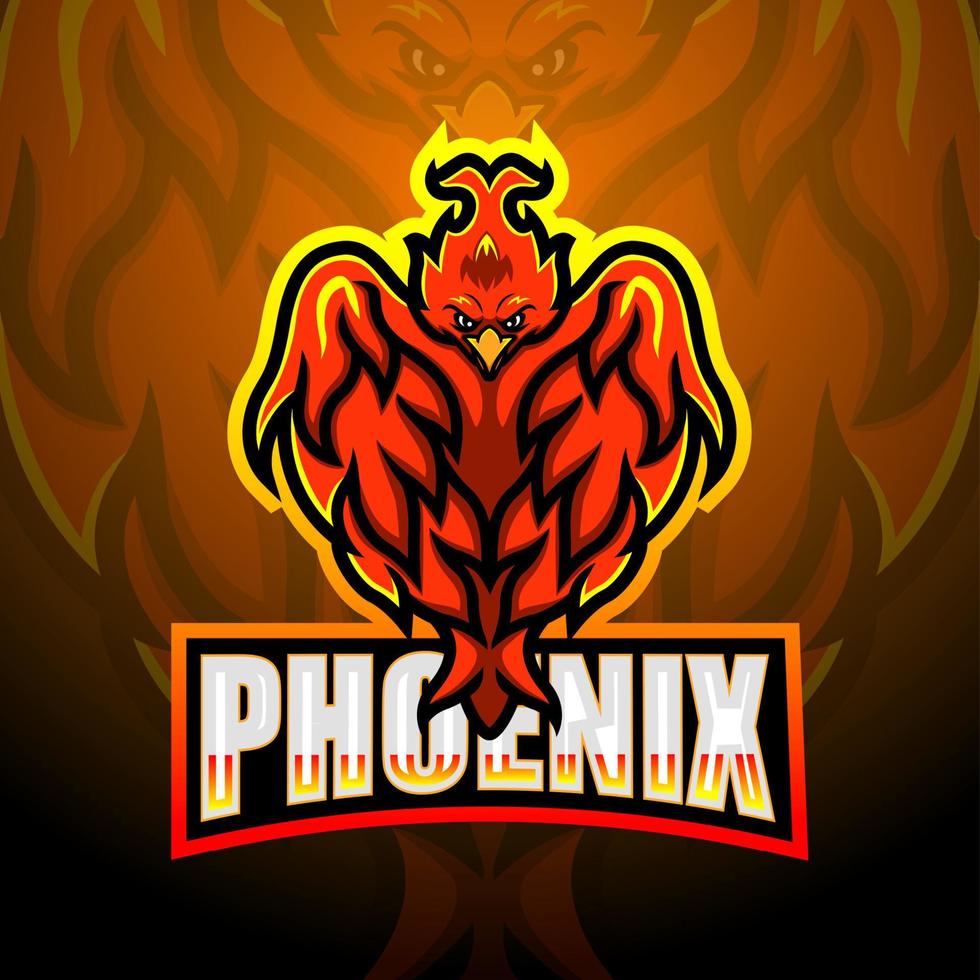 Phönix-Maskottchen-Esport-Logo-Design vektor