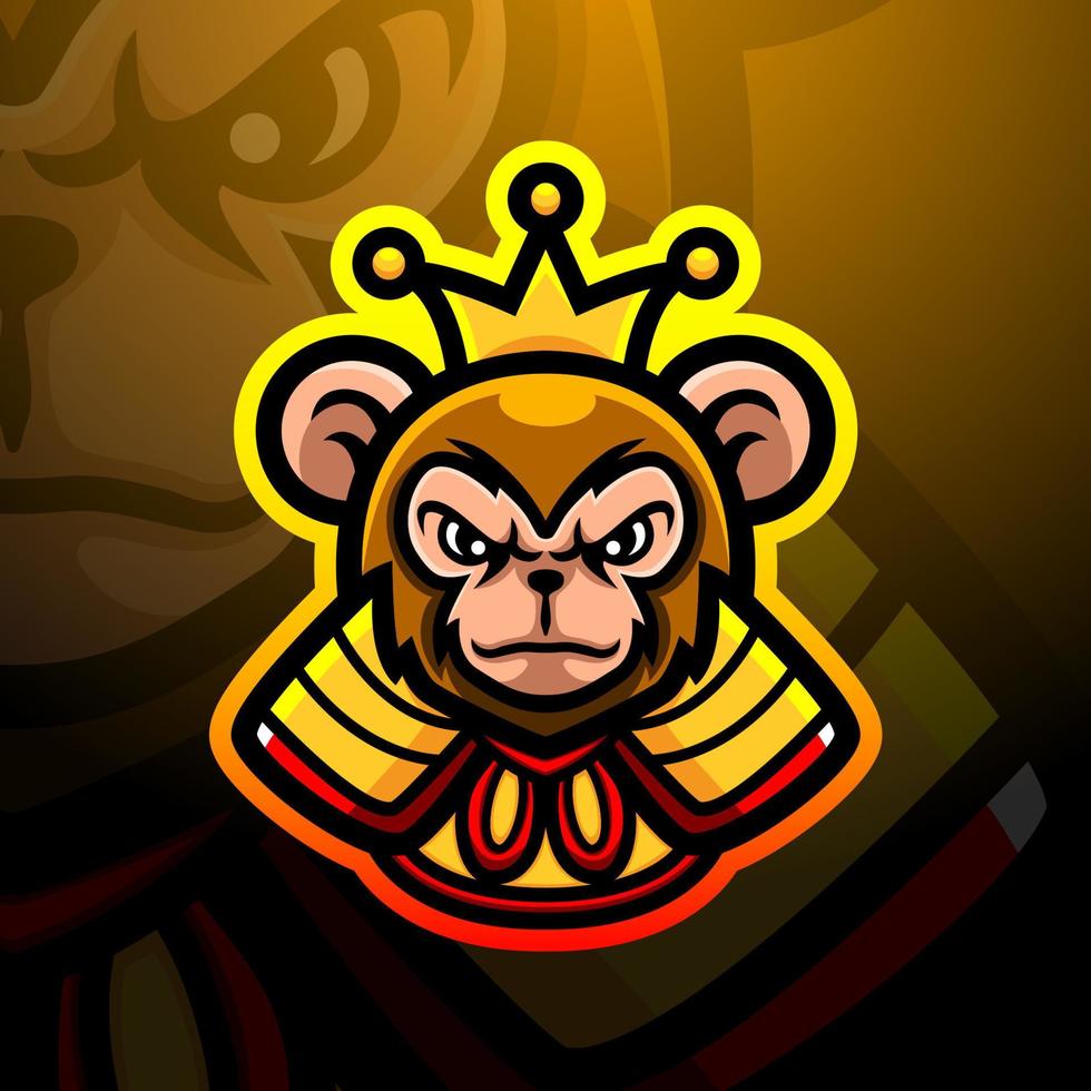 monkey king maskot esport logotypdesign vektor