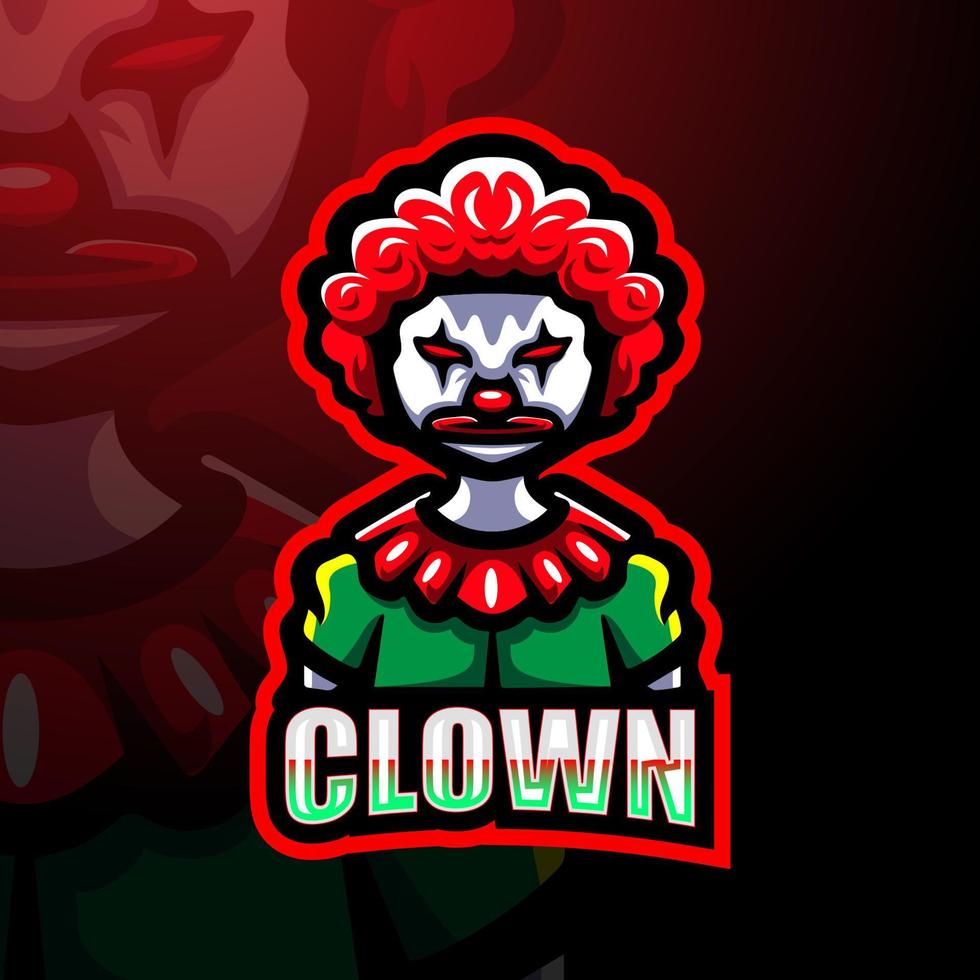 clown-maskottchen-esport-logo-design vektor