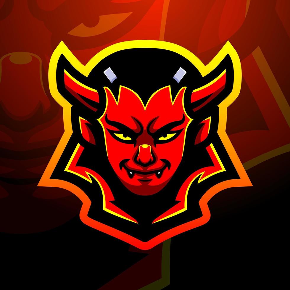 satanisches kopfmaskottchen esport logo design vektor