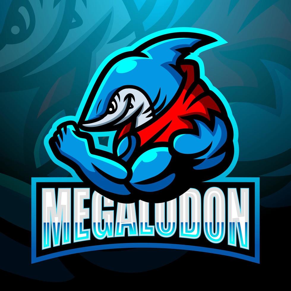 megalodon maskottchen esport logo design vektor