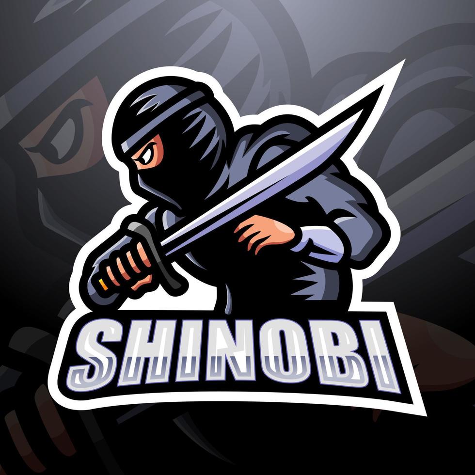 Shinobi-Maskottchen-Esport-Logo-Design vektor