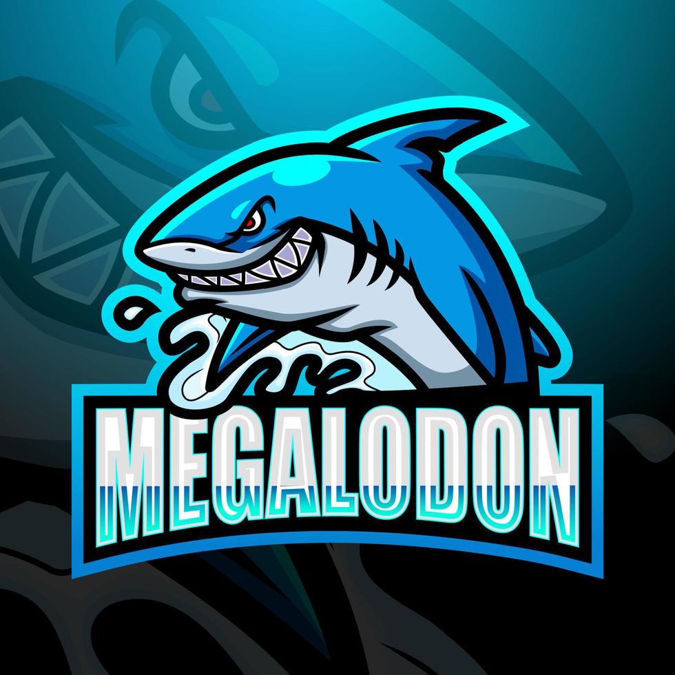 megalodon maskottchen esport logo design vektor