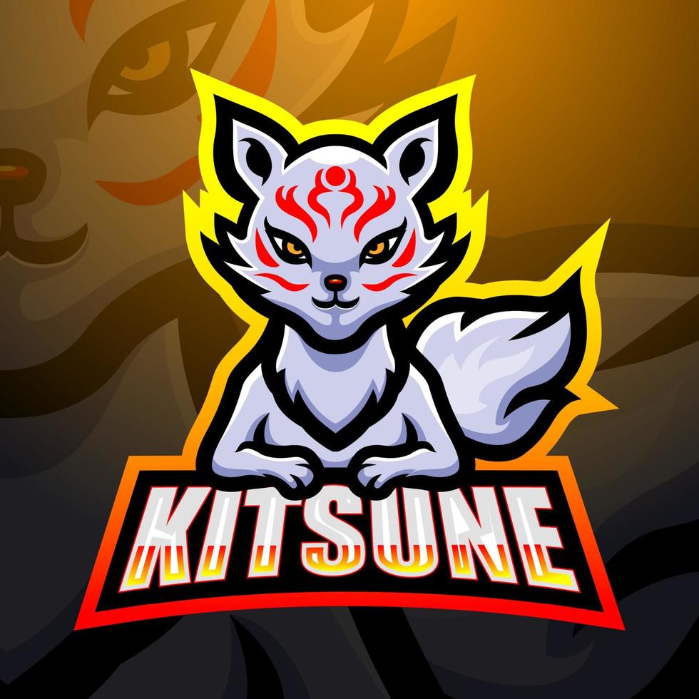 kitsune maskottchen esport logo design vektor