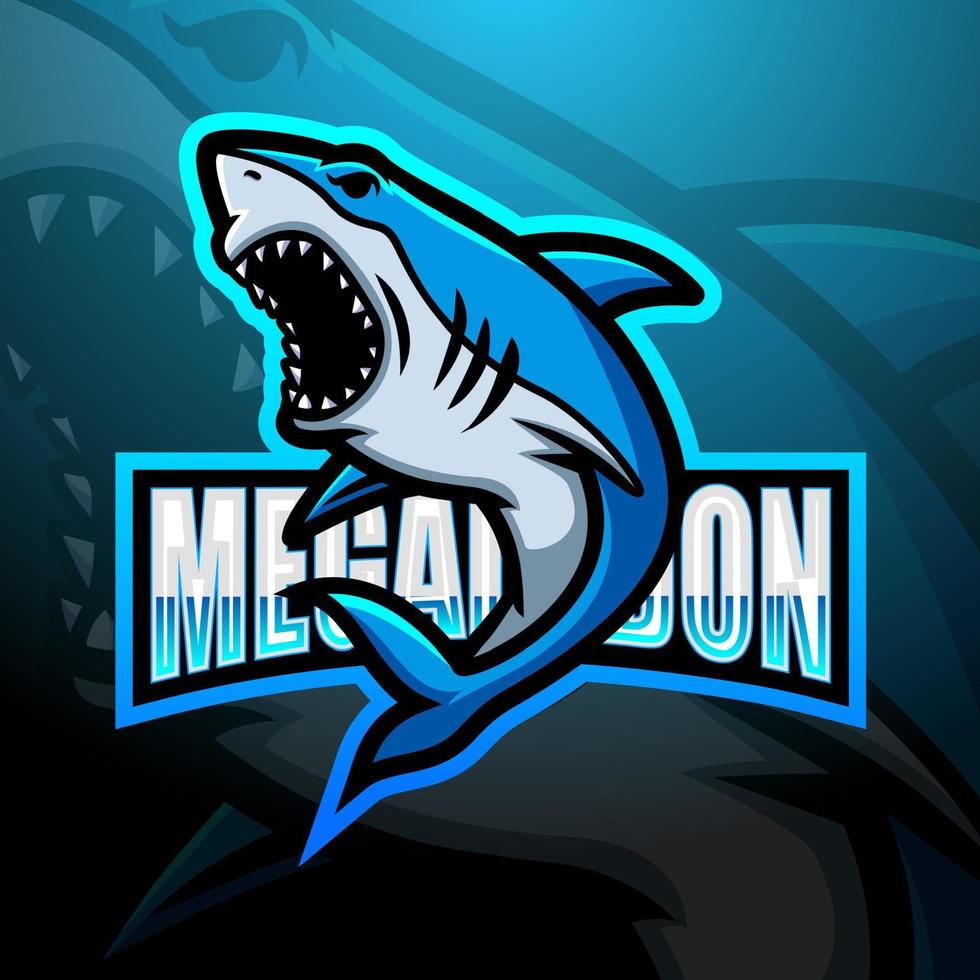 megalodon maskottchen esport logo design vektor