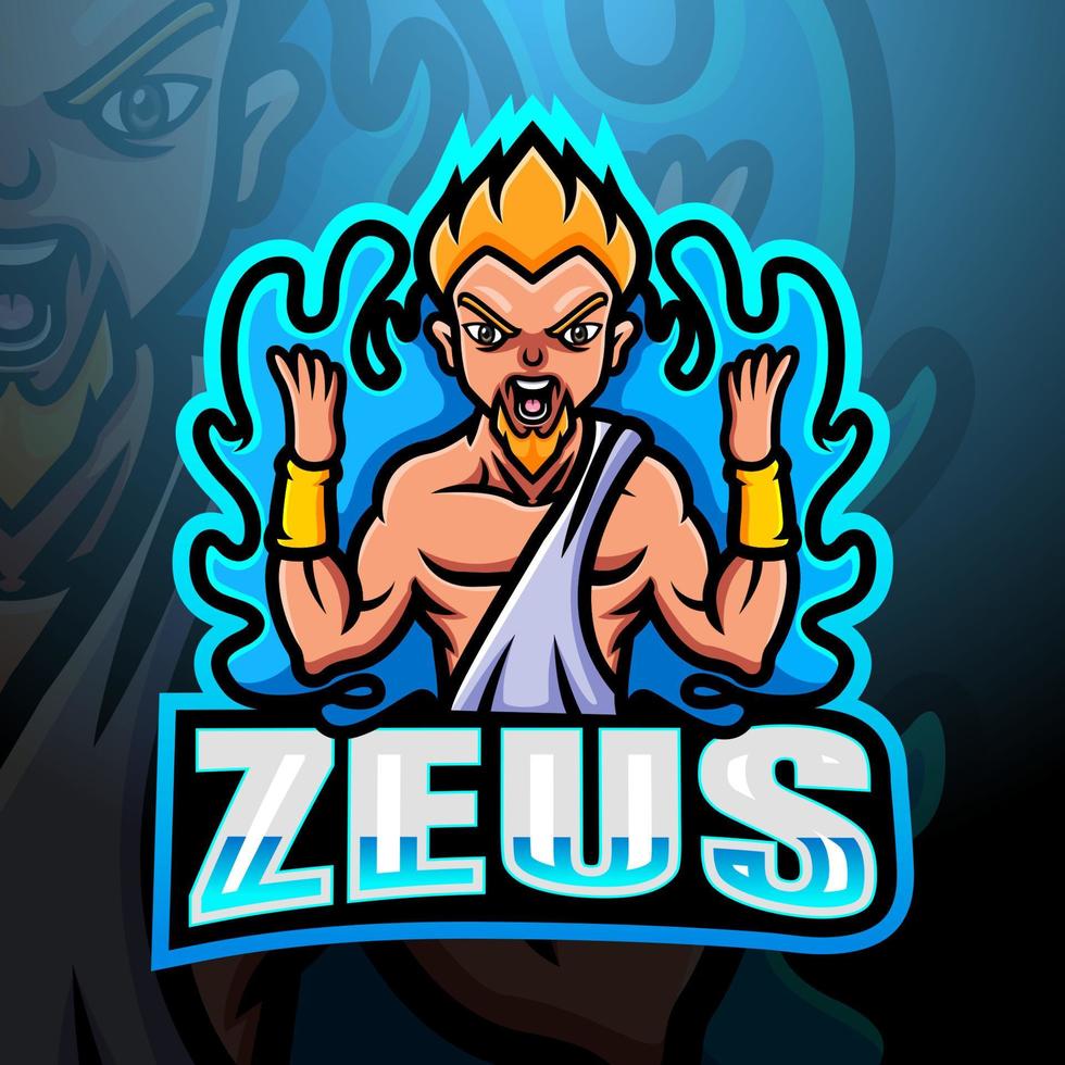 Zeus Maskottchen esport Logo-Design vektor