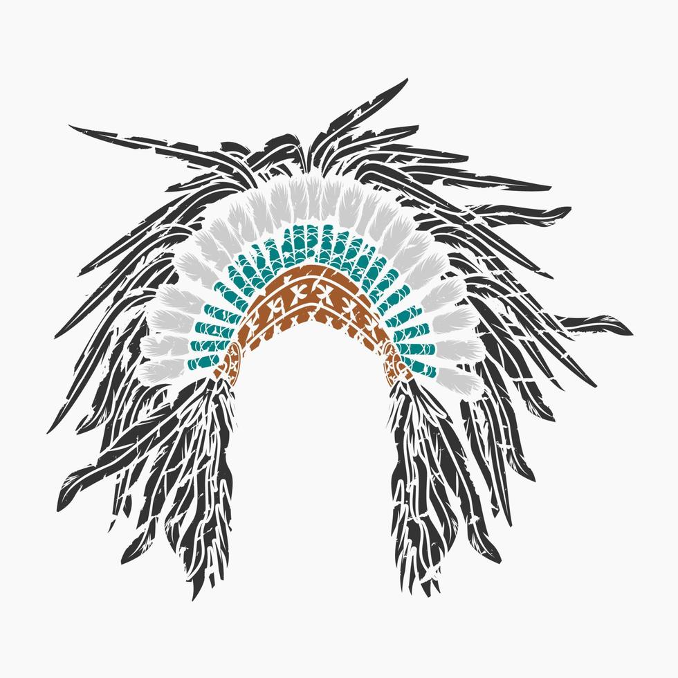redigerbar vektor av isolerad framifrån infödd amerikansk huvudbonad illustration i penseldrag stil för traditionell kultur och historia relaterad design