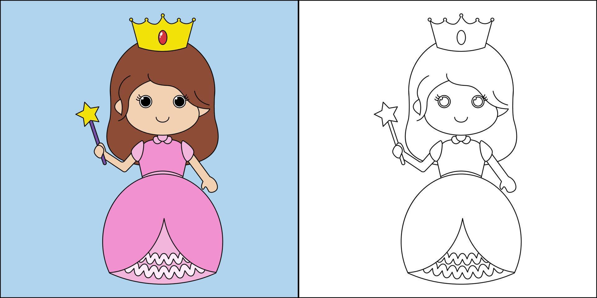 vacker prinsessa lämplig för barns målarbok vektorillustration vektor
