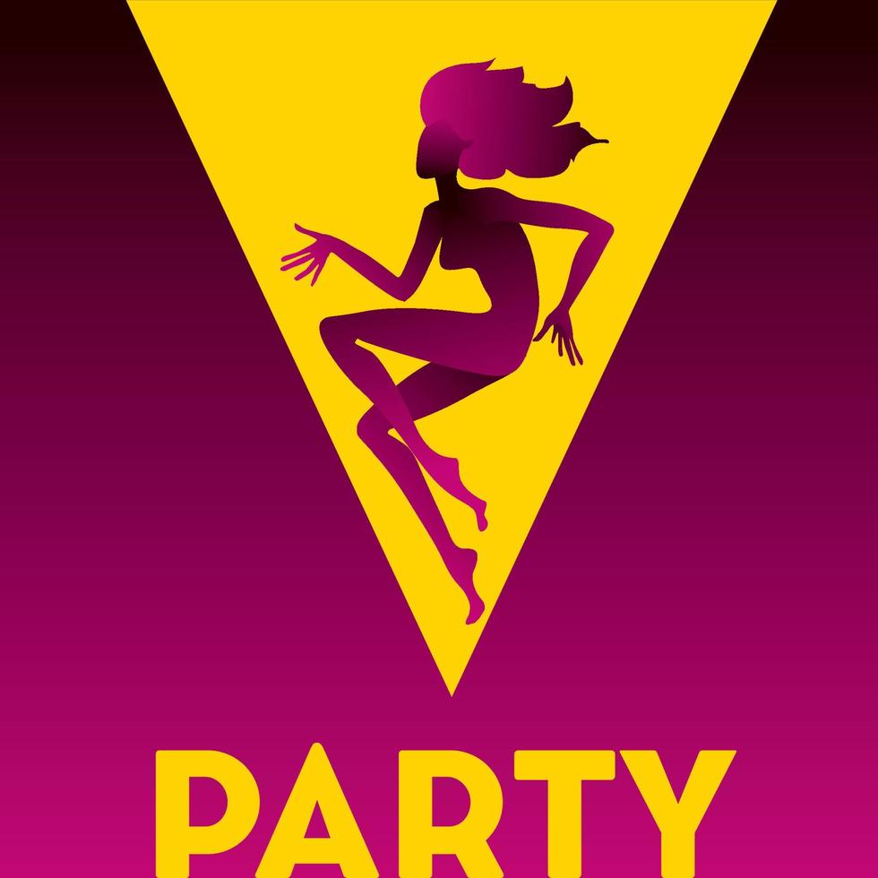 disco party kvinna silhuett vektor clip-art för affischdesign