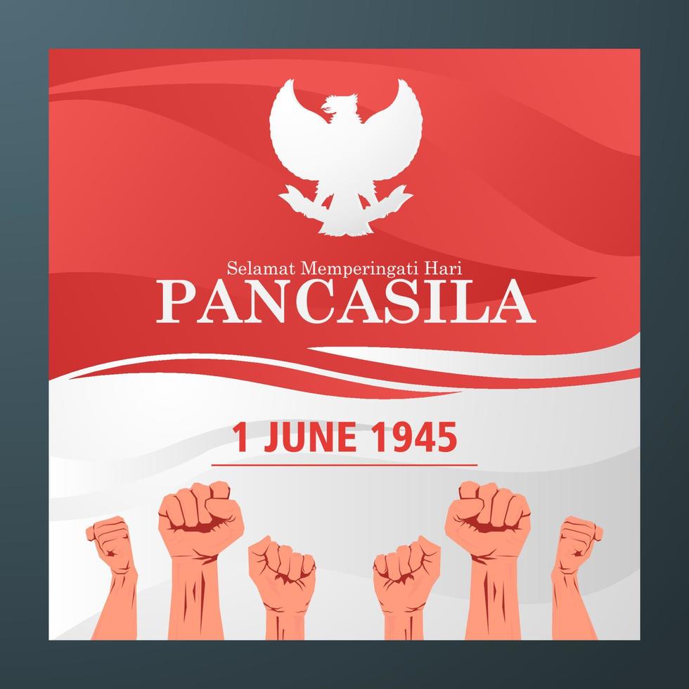 selamat hari pancasila betyder glad pancasila dag social media post hälsningsaffisch vektor