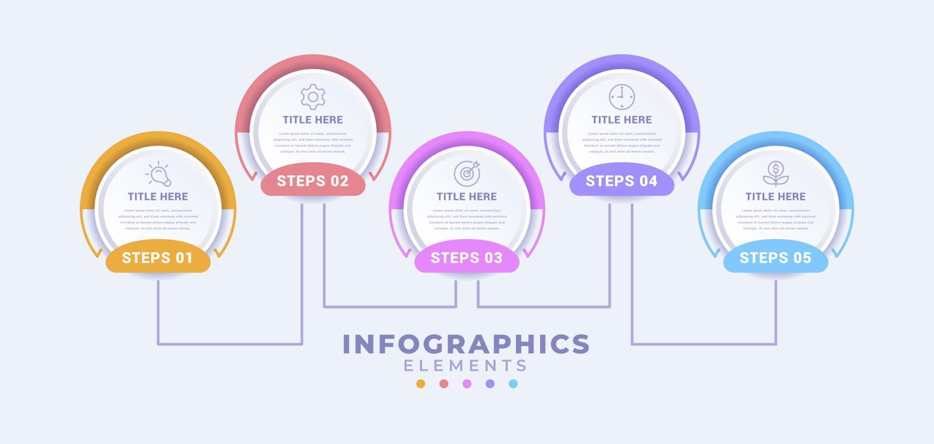 business infographic mall med fem alternativ eller process vektor