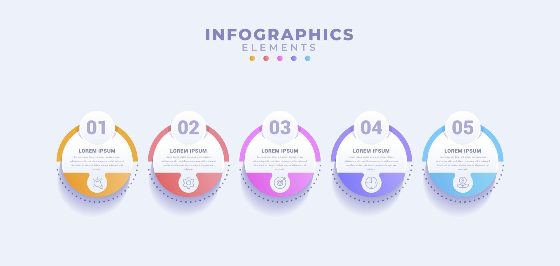 Business-Infografik-Vorlage mit fünf Optionen oder Prozessen vektor