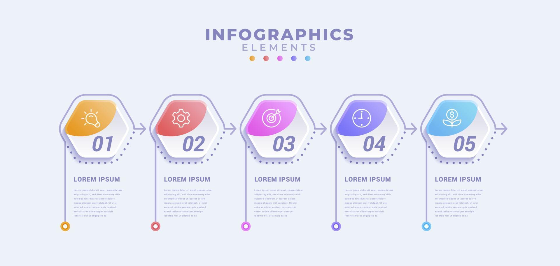 business infographic mall med fem alternativ eller process vektor