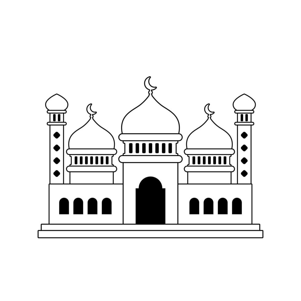 Illustration der Moschee mit Schwarzweiß. Vektor editierbar