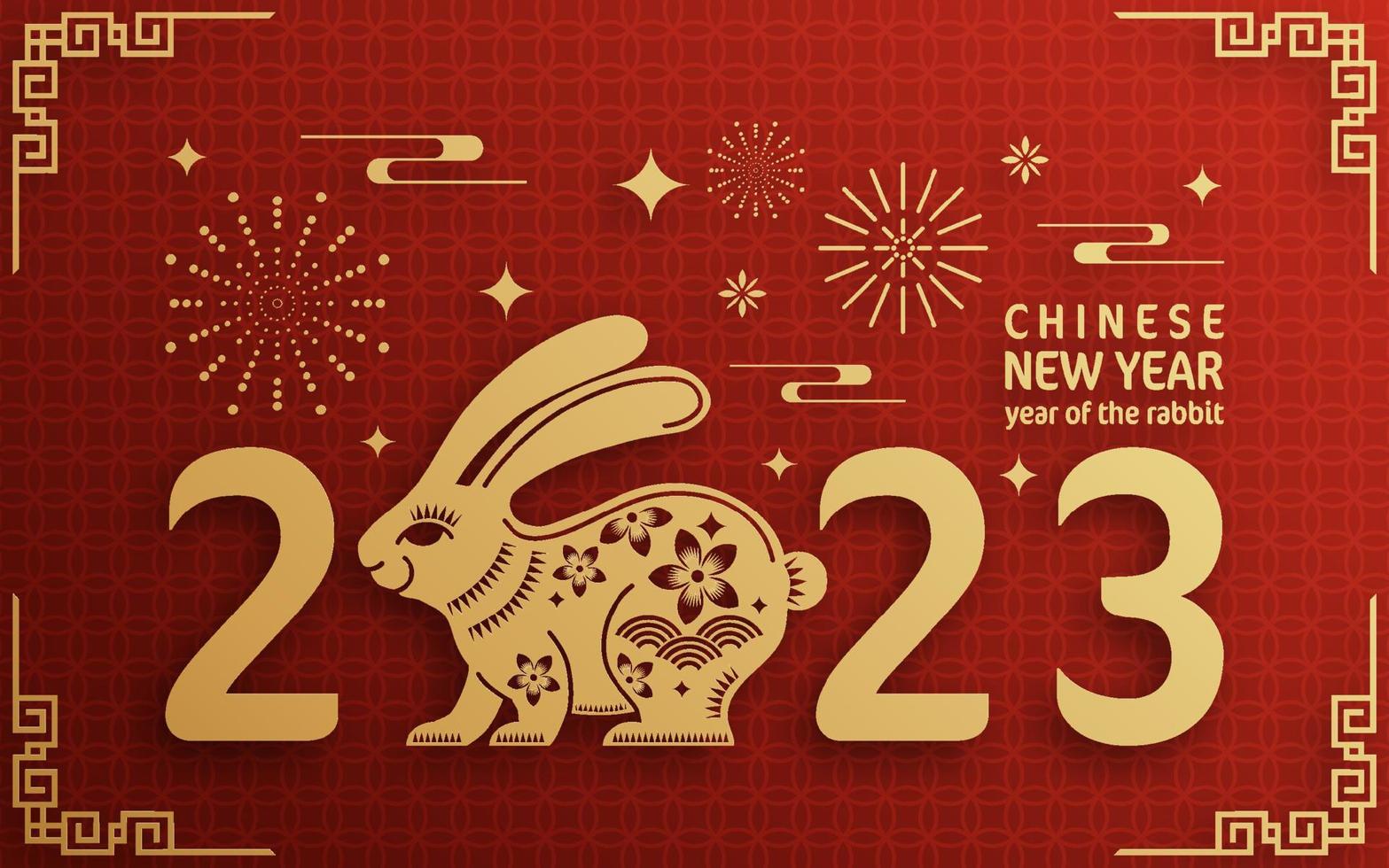 frohes chinesisches neujahr 2023 jahr des hasentierkreises vektor