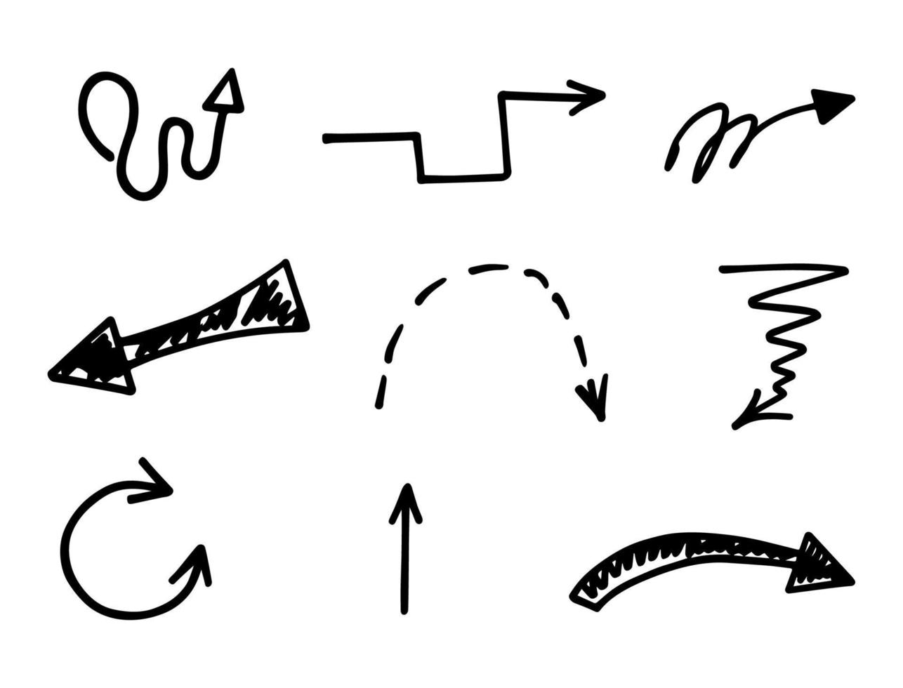 Vektorsatz handgezeichneter Pfeile, Elemente zur Präsentation vektor