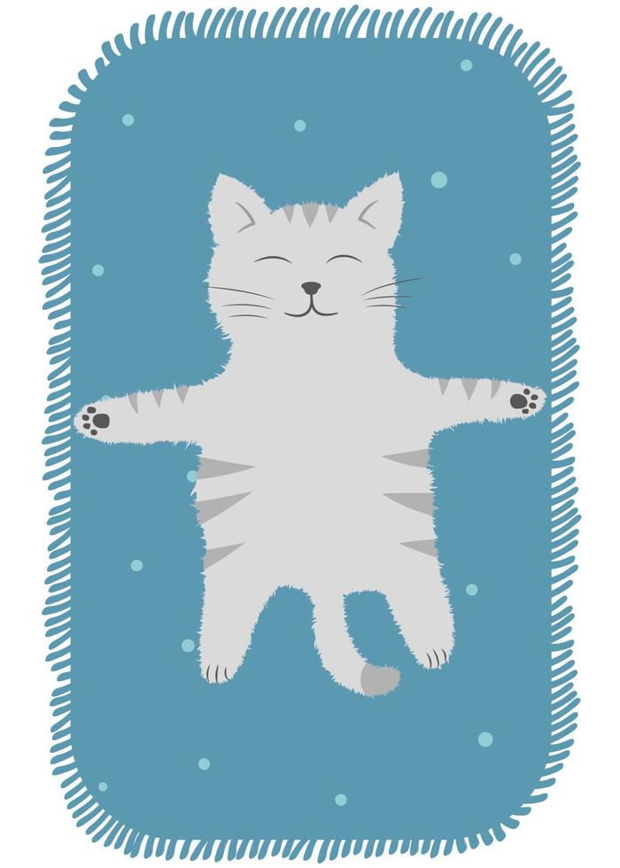 vektor illustration, nöjd katt sover på mattan