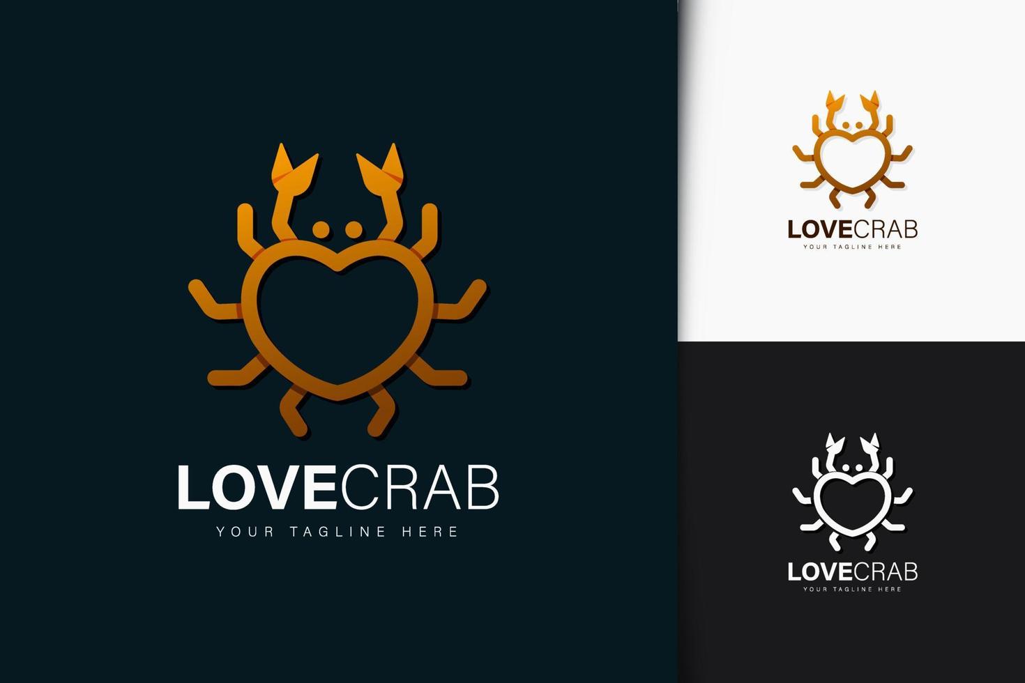 älskar krabba linje logotyp design vektor
