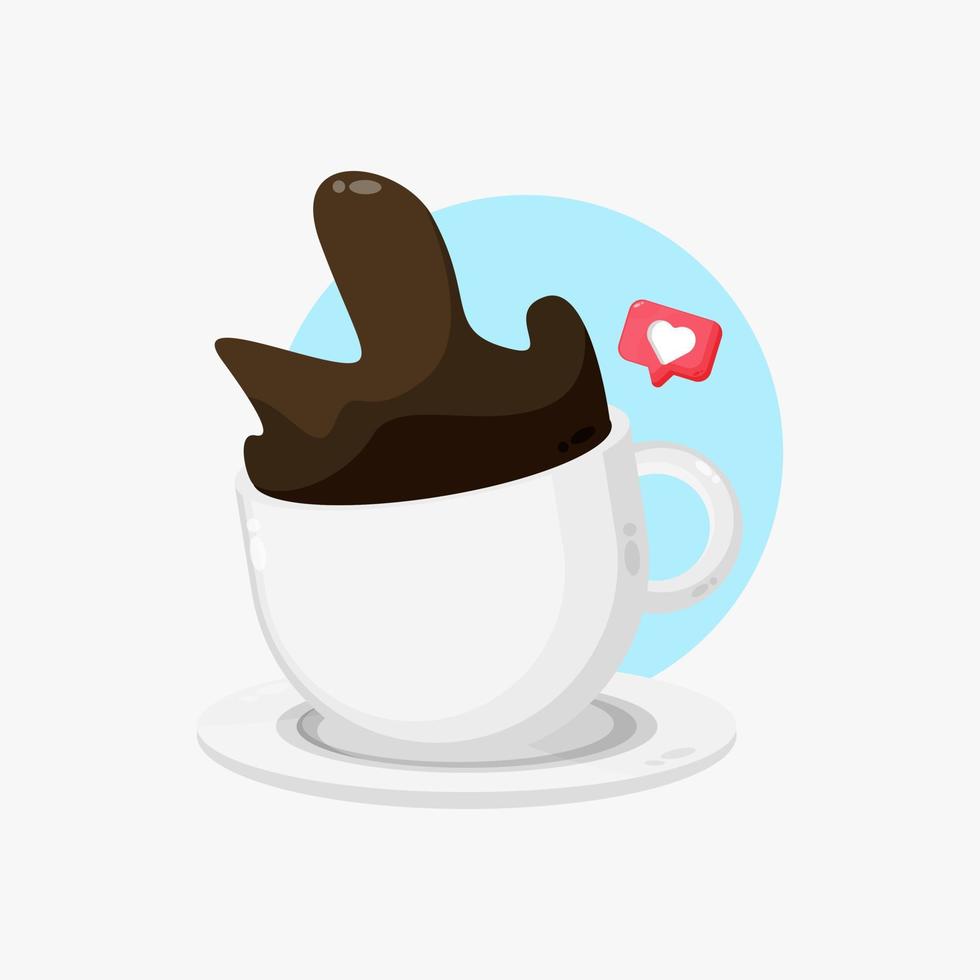 schwimmendes Kaffee-Cartoon-Icon-Design vektor