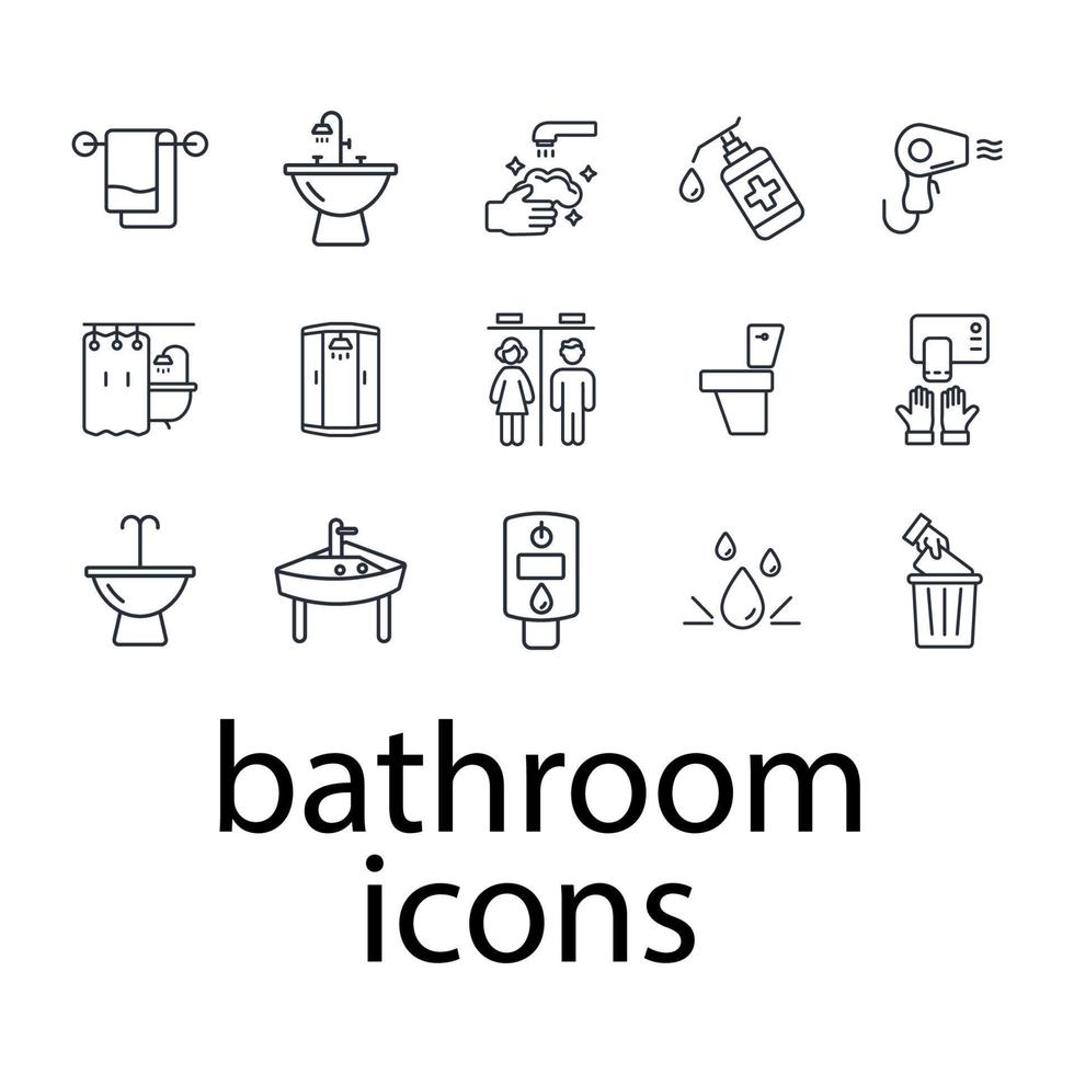Badezimmer-Icons gesetzt. Badezimmer-Packsymbol-Vektorelemente für Infografik-Web vektor