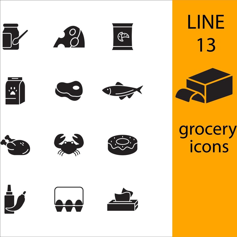 livsmedelsbutik ikoner set. livsmedelsbutiker pack symbol vektorelement för infographic webben vektor