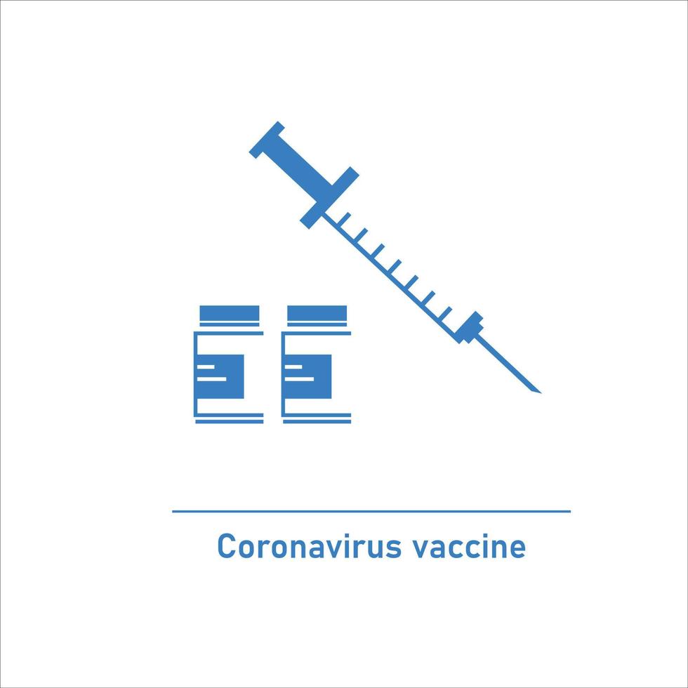 coronavirus vaccin linje koncept. vaccinflaskor och spruta. vaccination mot covid-19. stoppa coronavirus-pandemin. vektor illustration på vit bakgrund
