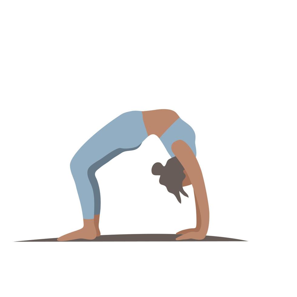 kvinnan gör flexibilitetsövningar. pilates yoga atletisk gymnastik. wellness koncept. sport hälsosam livsstil. platt enkelt former. vektor illustration på vit bakgrund isolerade
