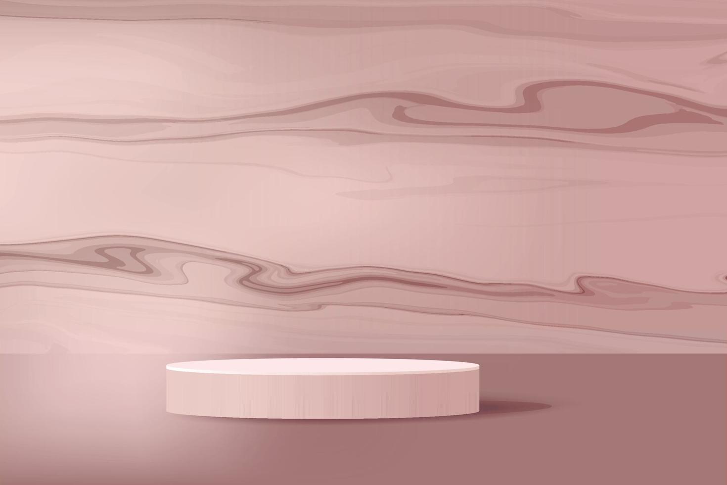 zylindrisches podium in beiger farbe, realistische szene, auf schokoladenbraunem flüssigem marmorbeschaffenheitshintergrund realistische schatten, 3d-rendering-vektorillustration vektor