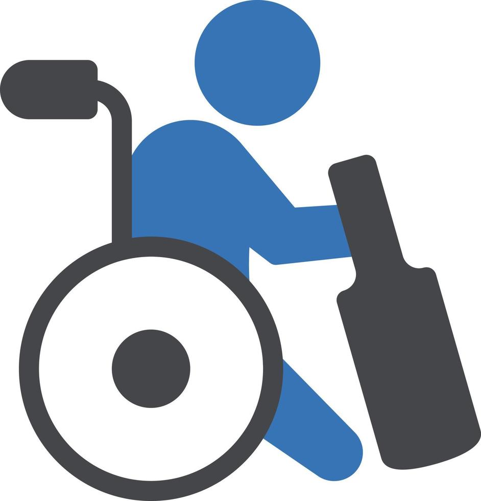 Rollstuhl-Cricket-Vektorillustration auf einem Hintergrund. Premium-Qualitätssymbole. Vektorsymbole für Konzept und Grafikdesign. vektor