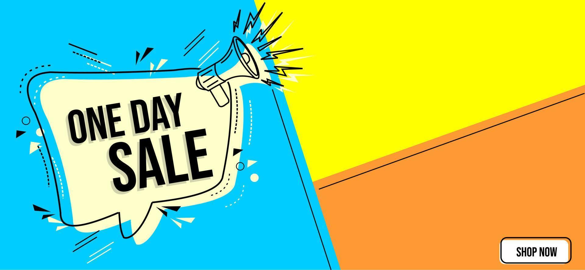 One-Day-Sale-Banner auf weißem Hintergrund im Comic-Stil. geeignet für die Gestaltung von Werbeaktionen vektor